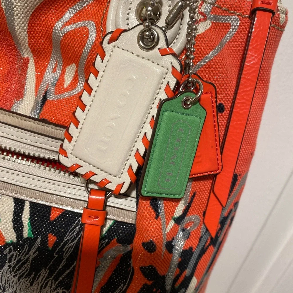 Coach sparkle, Canvas Tote Bag - Orange and Cream - Picture 2 of 10
